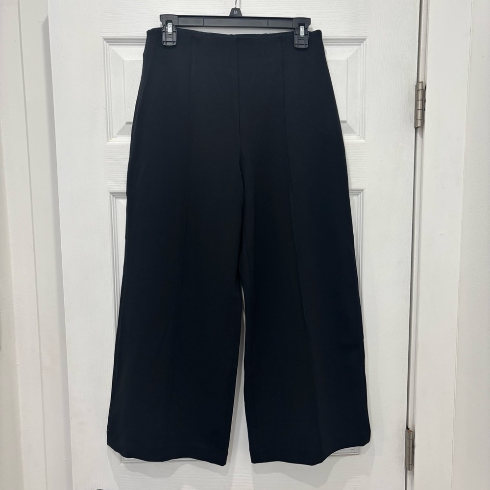 SPANX Cropped Wide-Leg Black Ponte Pants Size Medium Petite NWT